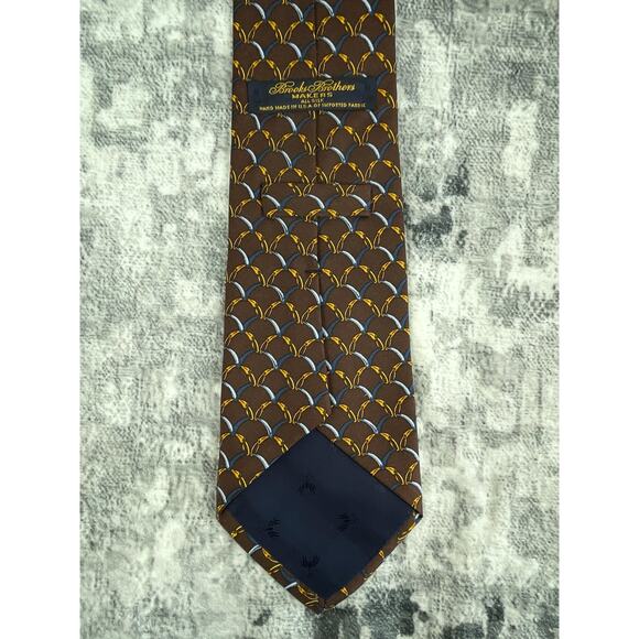 Brown Geometric Silk Tie – Brooks Brothers Makers – NWOT - Picture 2 of 4